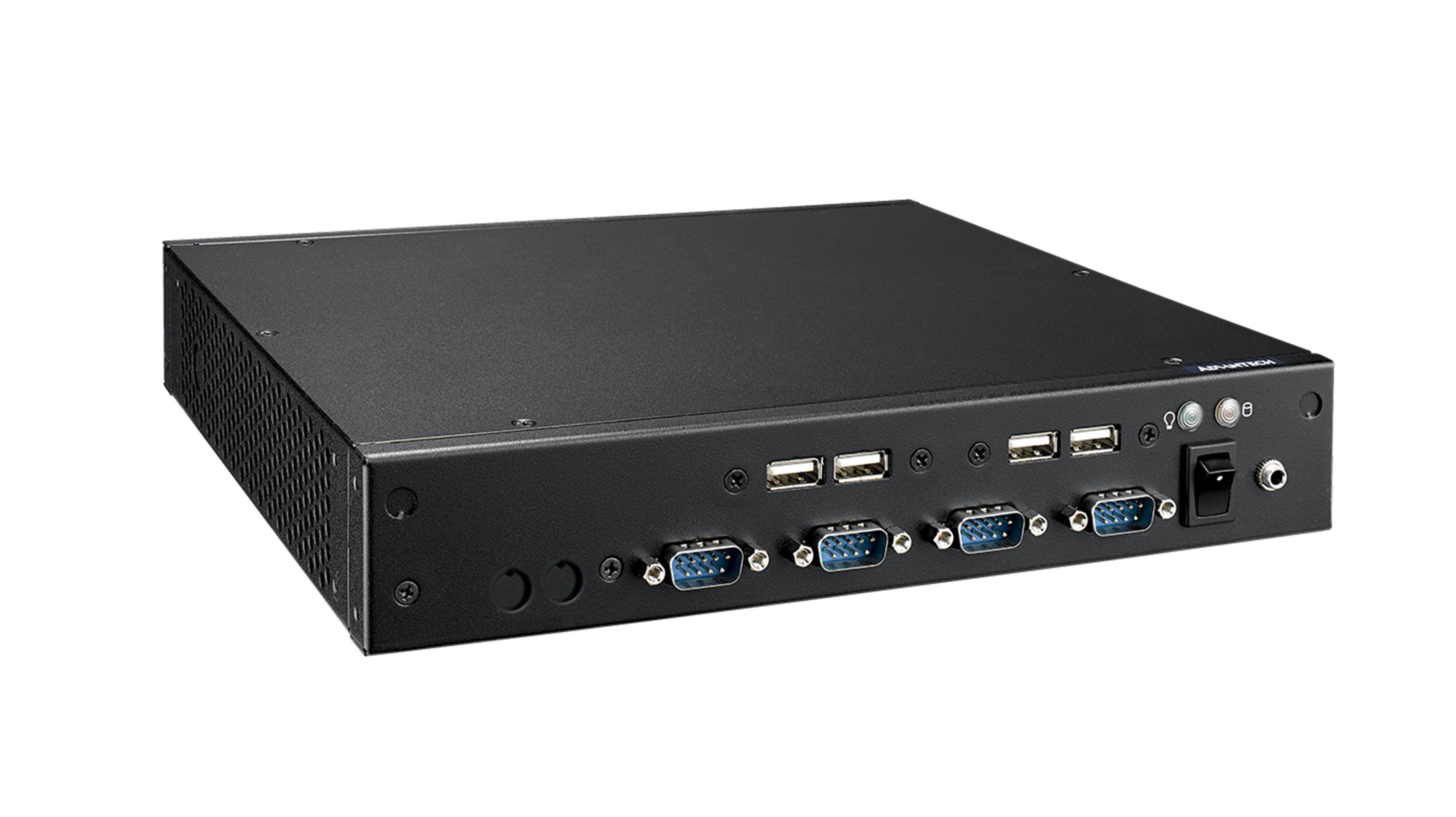 Fan-base Embedded Computer EPC-T2286 barebone with Intel Core i7-8700 (65W), 4x USB, 4x COM, up to 2x Antennas, DP/HDMI and CE / FCC / CCC certifications.